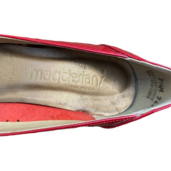 VTG Magdesians CA Red Tassels‎ Eyelet Shiny Leather Pumps sz 7.5M Heels - Picture 6 of 8